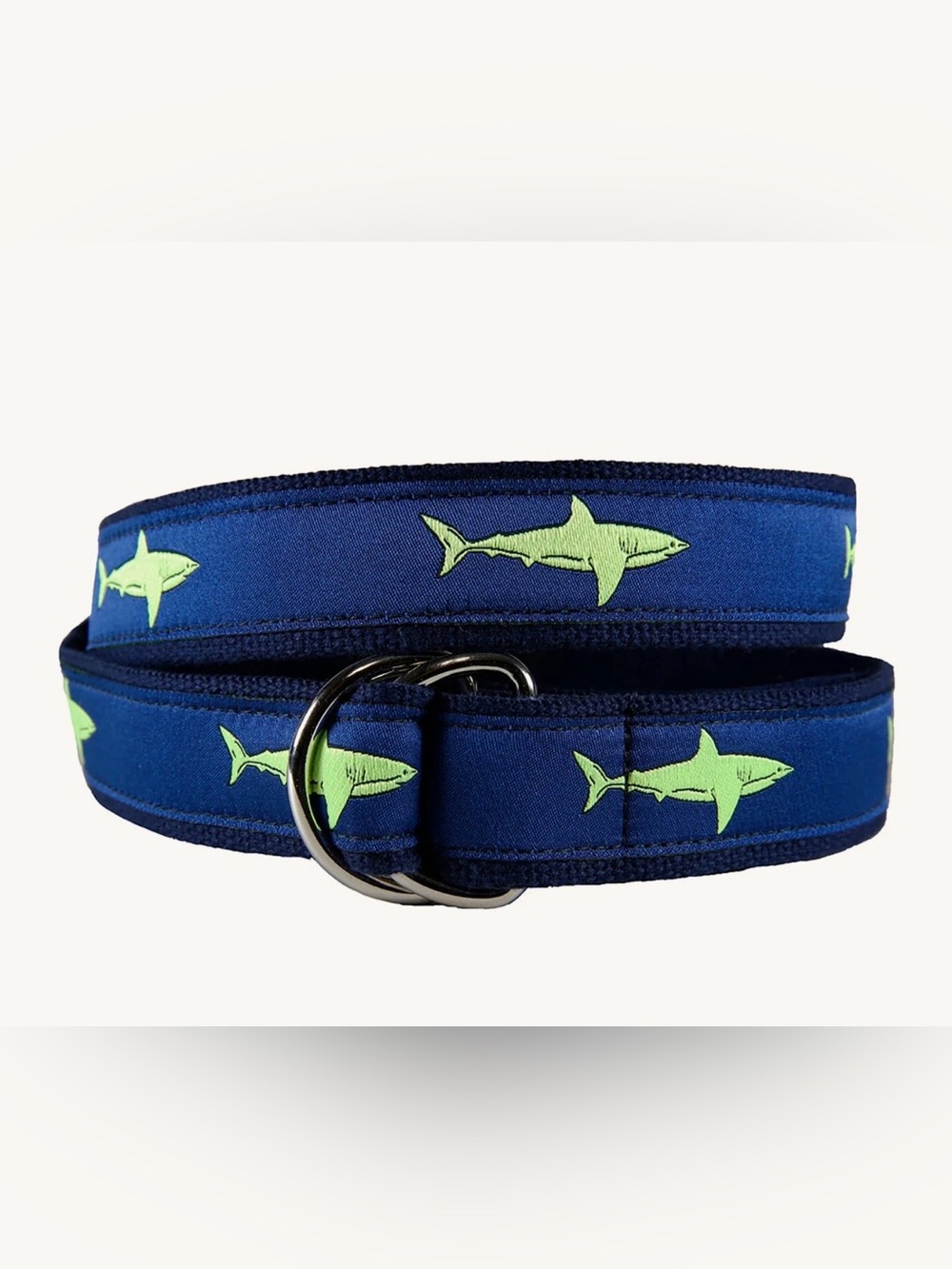 🦈 BELTED COW boys belt d-ring belt navy green sharks preppy youth belt small